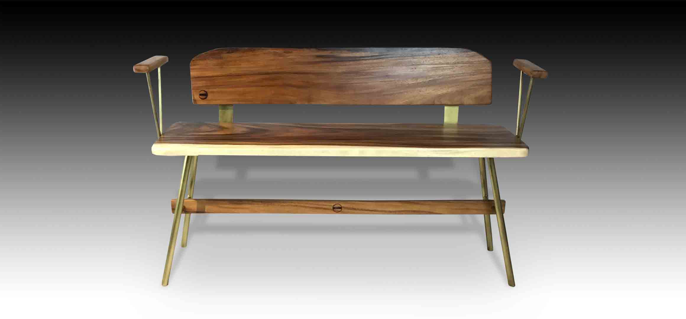 Vernon Gold Suar wood Bench front view