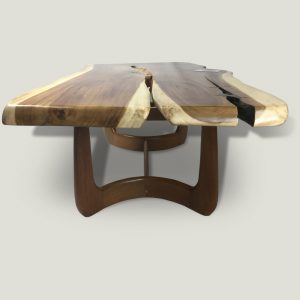 Canyon live edge wooden coffee table with wooden base
