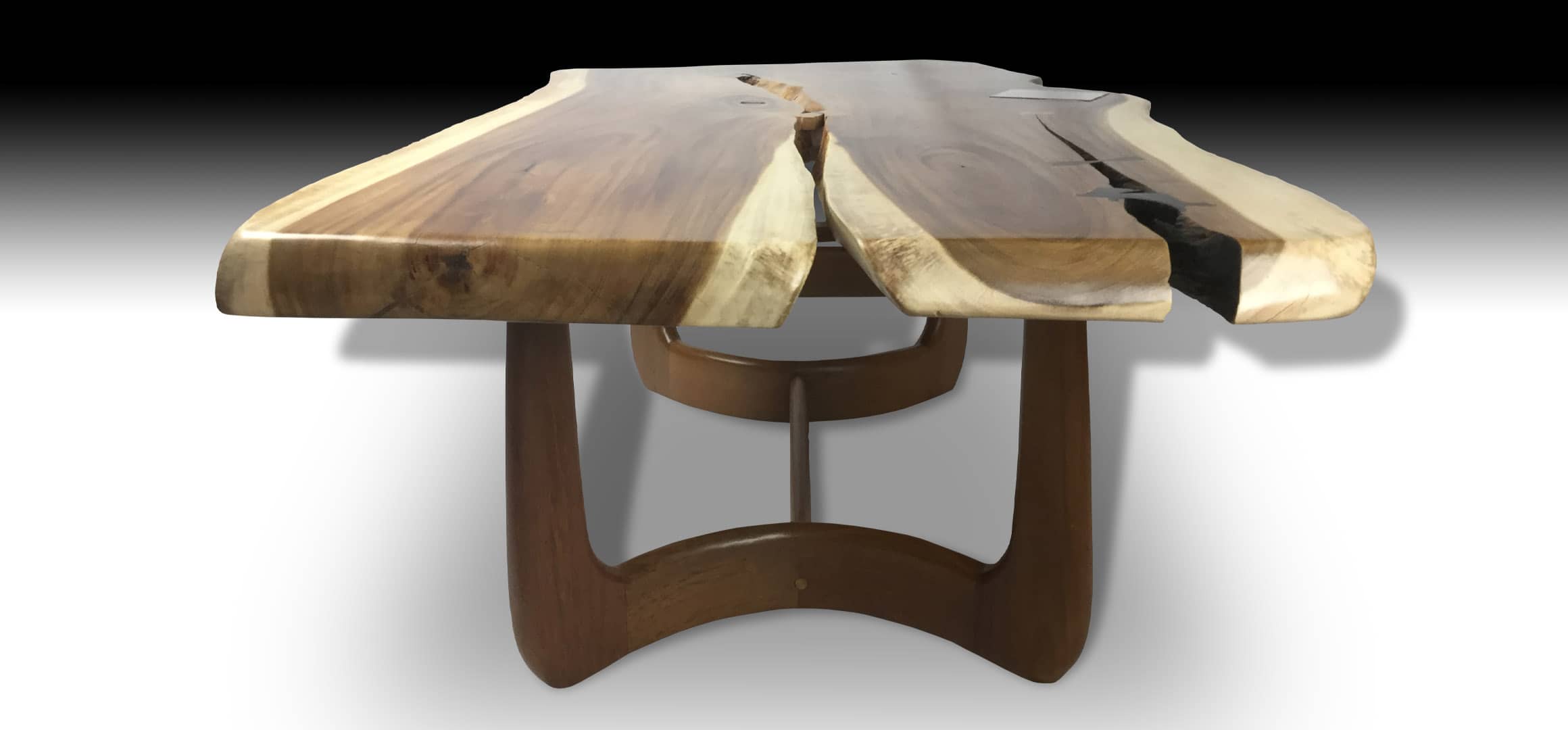 Canyon live edge Suar wood coffee table with teak wood base