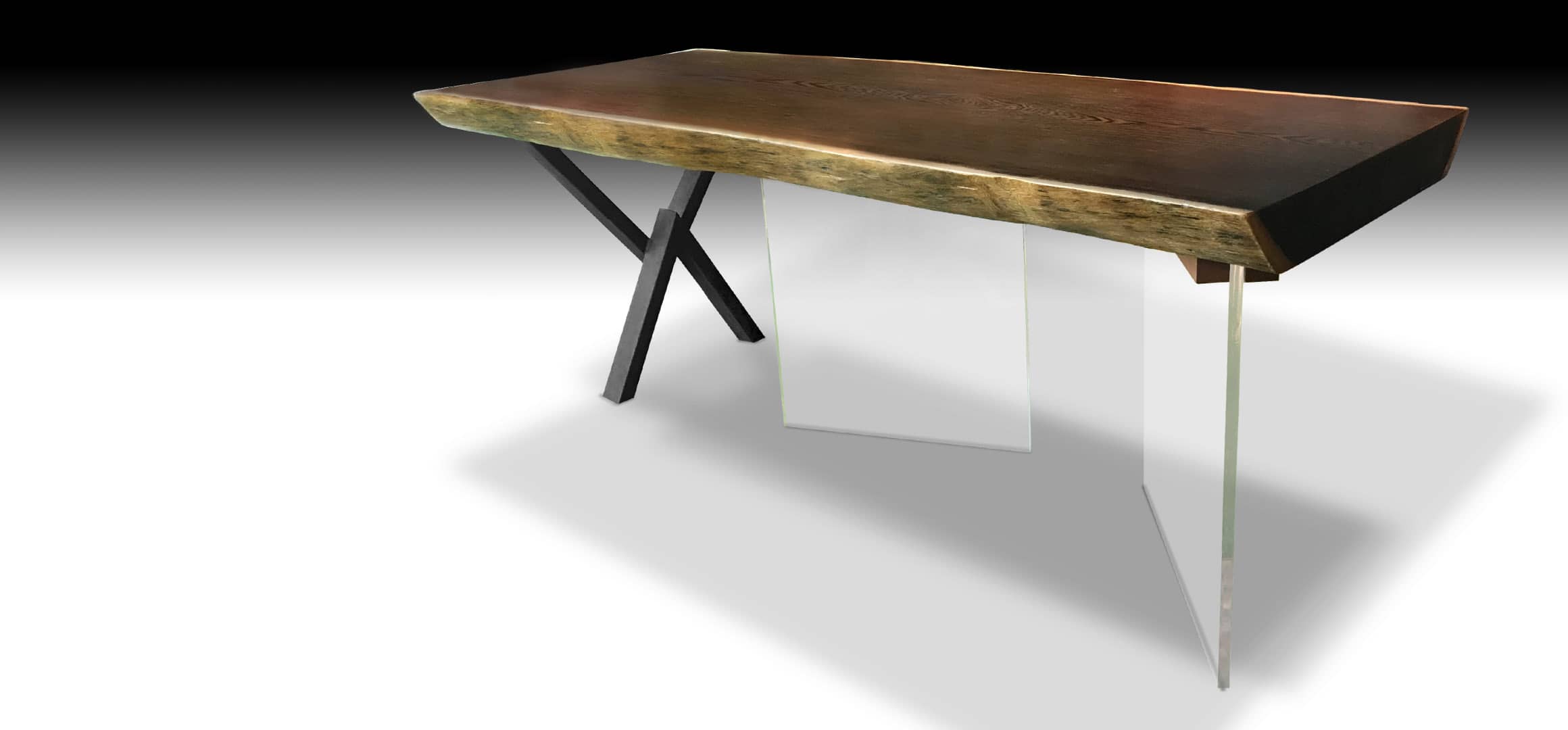 Floating live edge Suar wood dining table