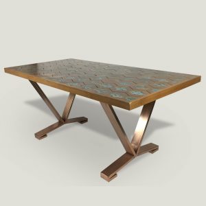 Issac wooden dining table with metal base