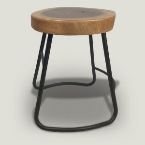 Julian Suar Wood stool with metal base