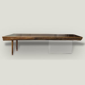 Phoenix live edge wooden coffee table with wooden and glass base