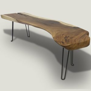Rika live edge wooden coffee table with metal base