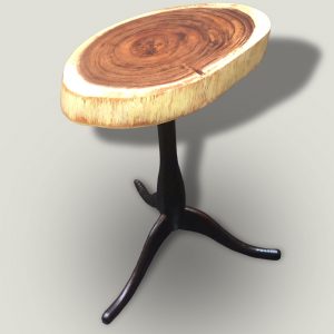 Tripod wooden side table with wooden base