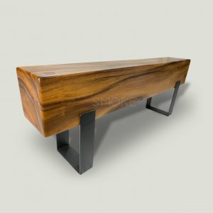 Logan Black Wooden Bench Angled View