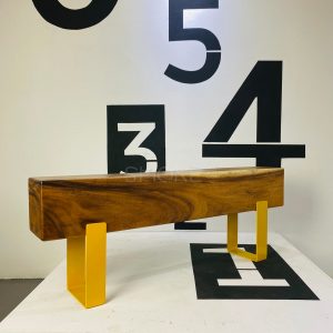 Logan Canary Wooden Bench Angled View 3