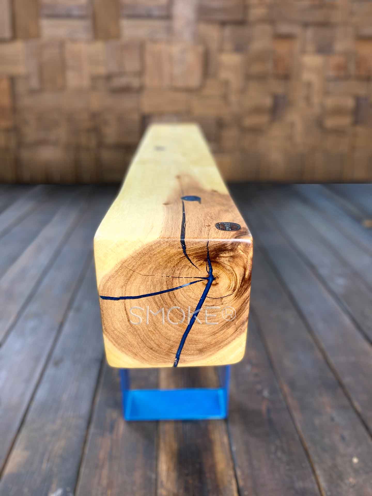solid wood Logan Aqua Epoxy Bench