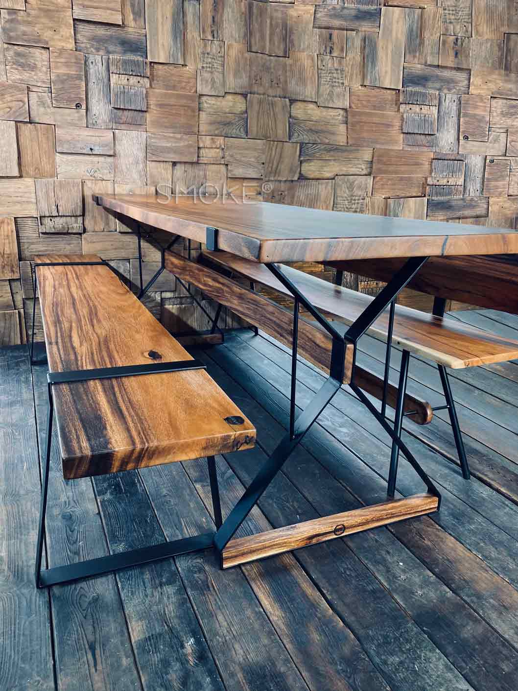 raintree wood table and bench