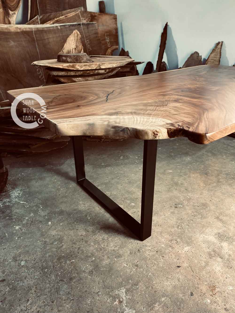 handcrafted wooden dining table