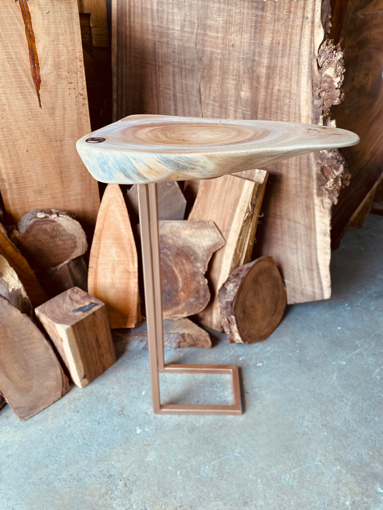 live edge wooden side table