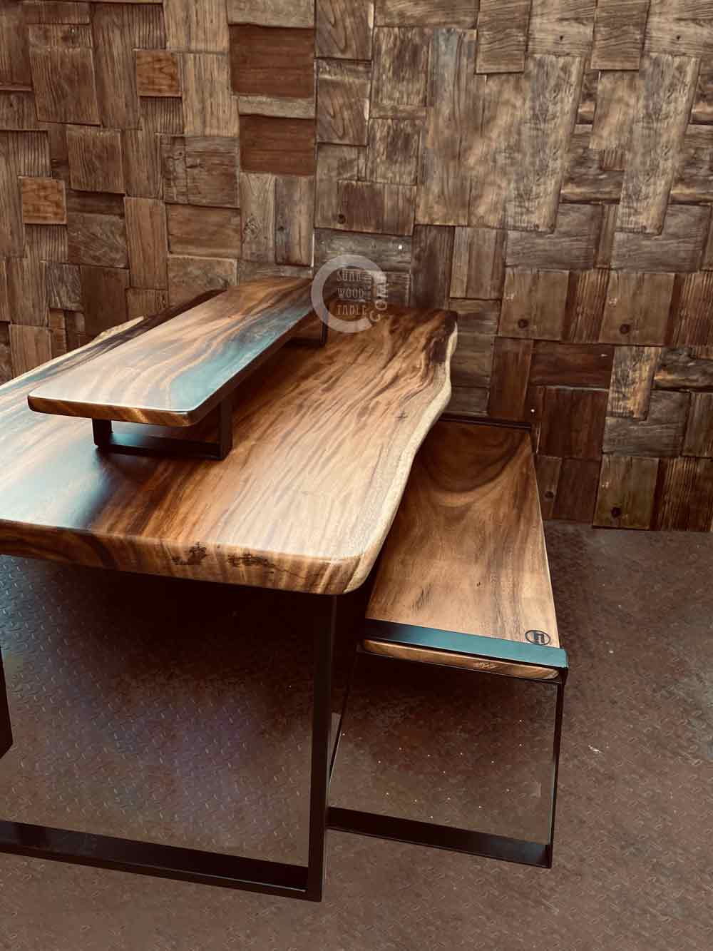 solid wood bench with suar wood table