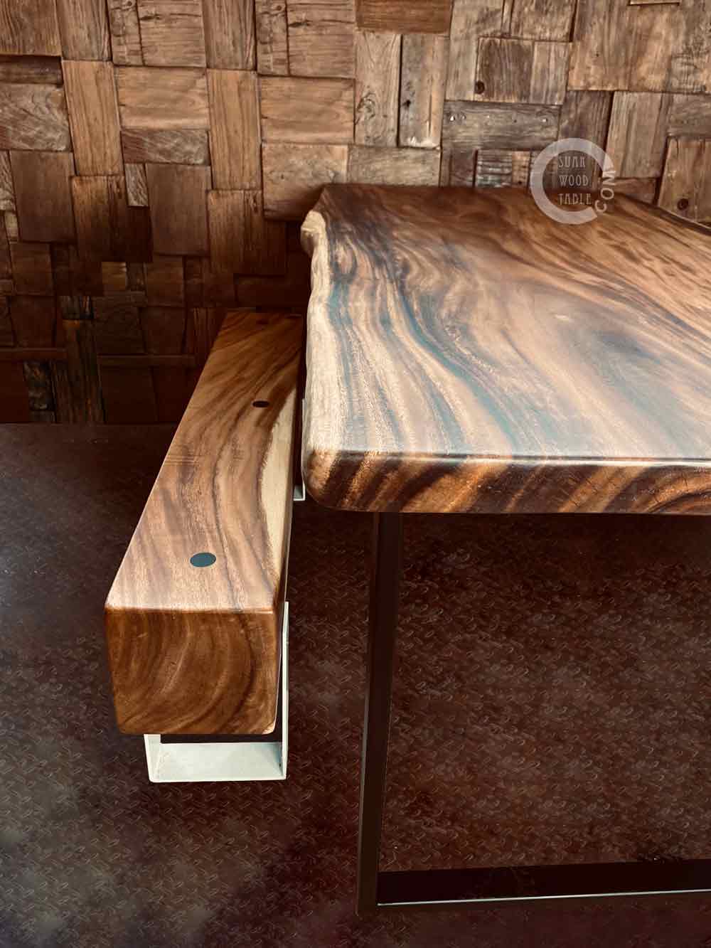 logan bench with live edge table