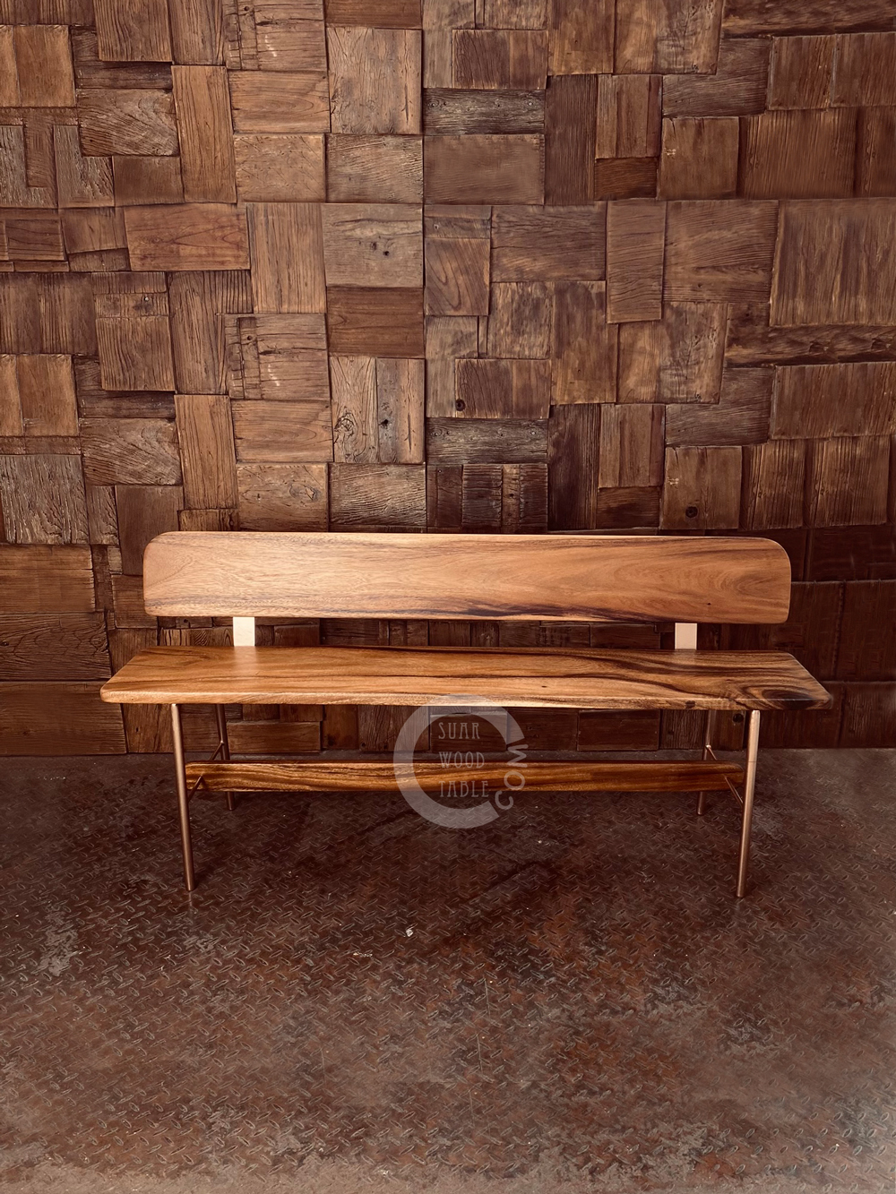 suar wood straight edge bench