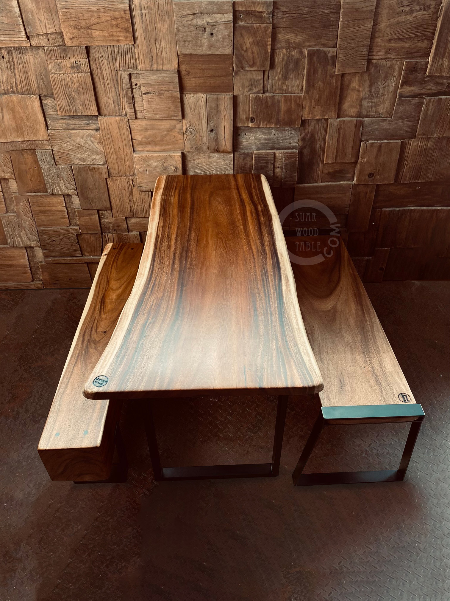 Suar Wood Singapore Dining Table with Designer Benches