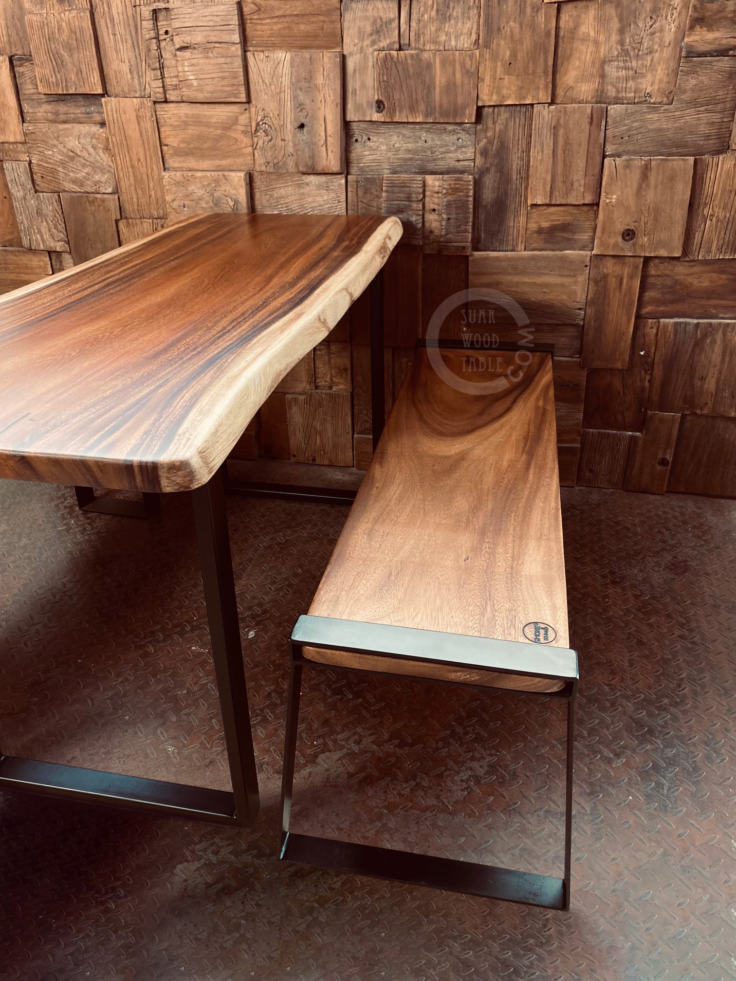 South American Walnut Wooden Dining Table Singapore Designer and Bespoke Custom Bench